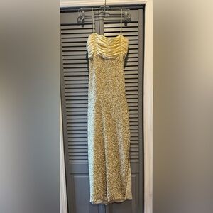 Scala Strapless Gold and Cream Dress